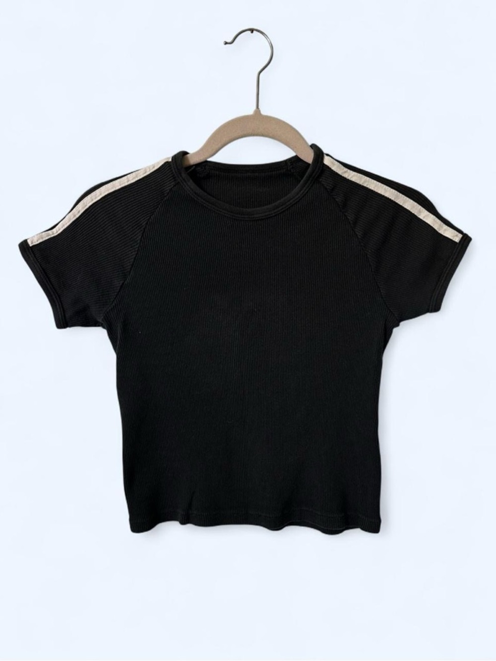 Black Ribbed Striped Baby Tee